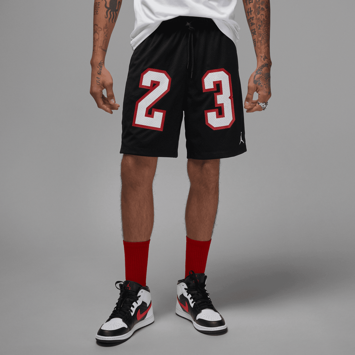 Jordan Essentials Shorts (Black/White-Red) - Jordan Essentials Shorts (Black/White-Red) - 