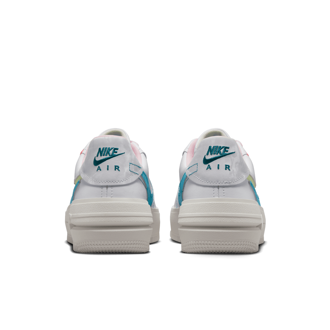 Nike Women's Air Force 1 PLT.AF.ORM (White/Baltic Blue-Medium Soft Pink) - Nike Women's Air Force 1 PLT.AF.ORM (White/Baltic Blue-Medium Soft Pink) - 