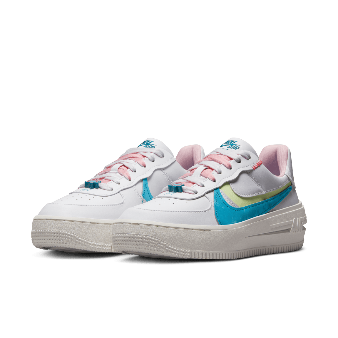 Nike Women's Air Force 1 PLT.AF.ORM (White/Baltic Blue-Medium Soft Pink) - Nike Women's Air Force 1 PLT.AF.ORM (White/Baltic Blue-Medium Soft Pink) - 