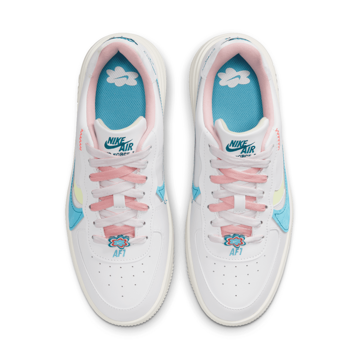 Nike Women's Air Force 1 PLT.AF.ORM (White/Baltic Blue-Medium Soft Pink) - Nike Women's Air Force 1 PLT.AF.ORM (White/Baltic Blue-Medium Soft Pink) - 