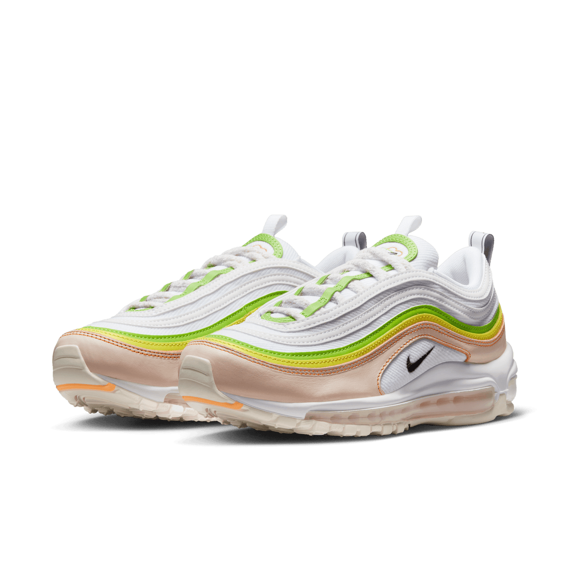 Women's Nike Air Max 97 (White/Black/Pearl Pink-Action Green) - Women's Nike Air Max 97 (White/Black/Pearl Pink-Action Green) - 