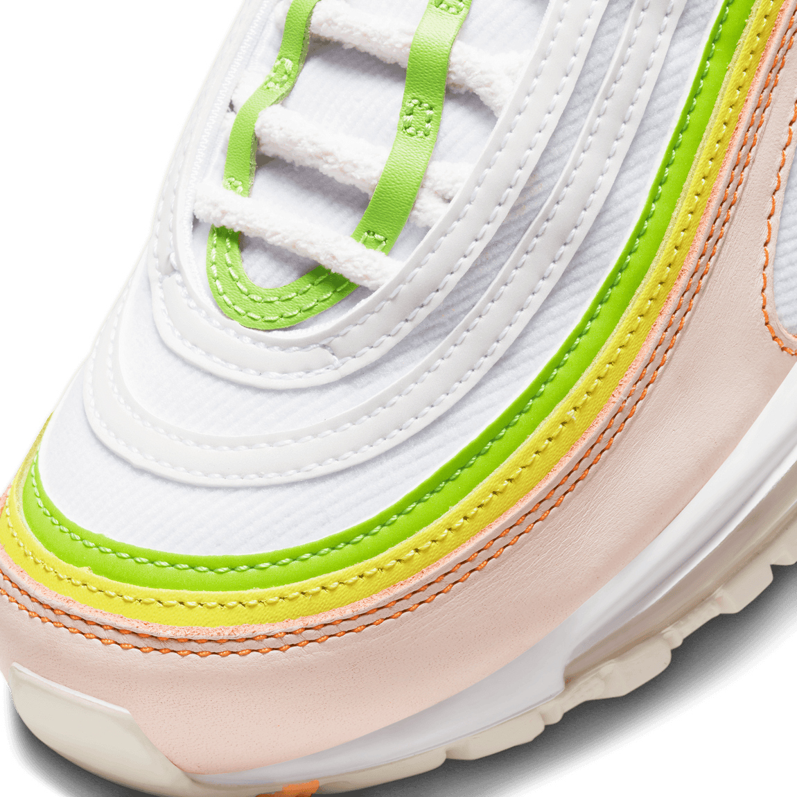 Women's Nike Air Max 97 (White/Black/Pearl Pink-Action Green)