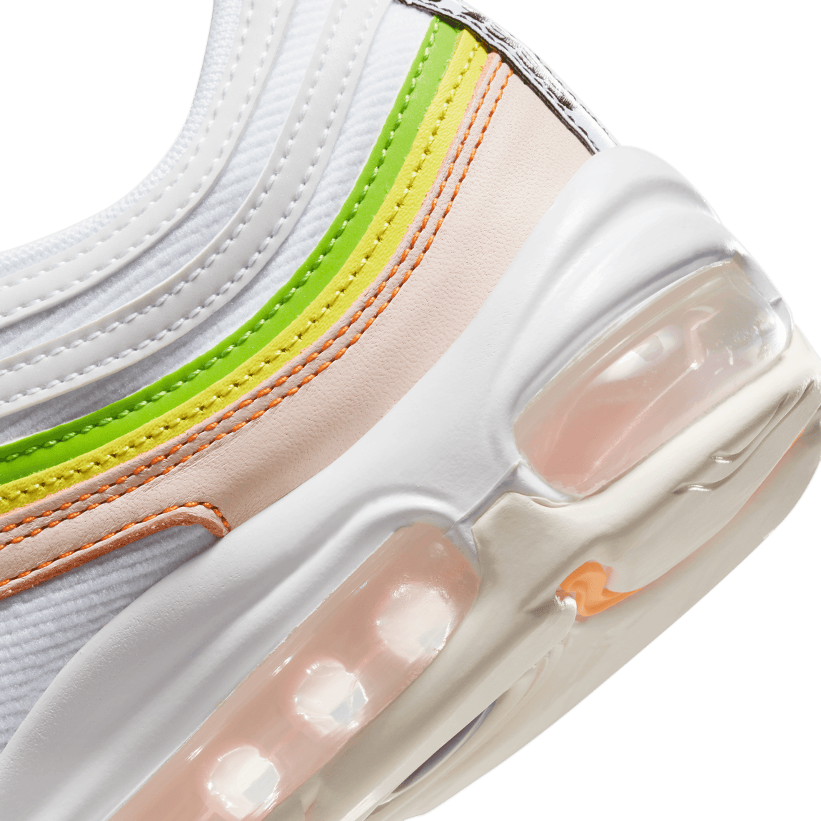 Women's Nike Air Max 97 (White/Black/Pearl Pink-Action Green) - Women's Nike Air Max 97 (White/Black/Pearl Pink-Action Green) - 