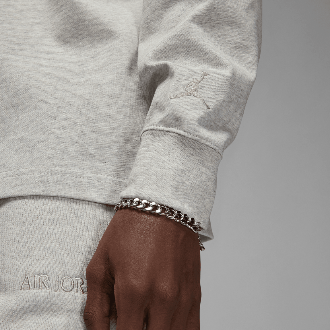 Jordan Wordmark LS Tee (Grey Heather) - Jordan Wordmark LS Tee (Grey Heather) - 