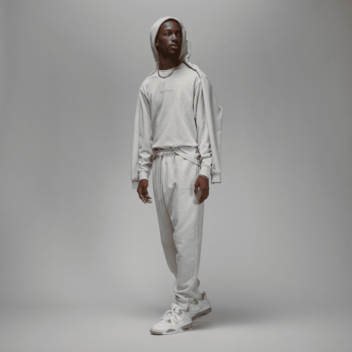 Jordan Wordmark LS Tee (Grey Heather) - Jordan Wordmark LS Tee (Grey Heather) - 
