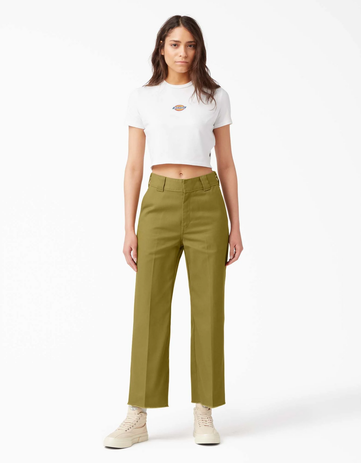 Dickies Women's Cropped Ankle Twill Pants (Rinsed Moss) - Dickies Women's Cropped Ankle Twill Pants (Rinsed Moss) - 