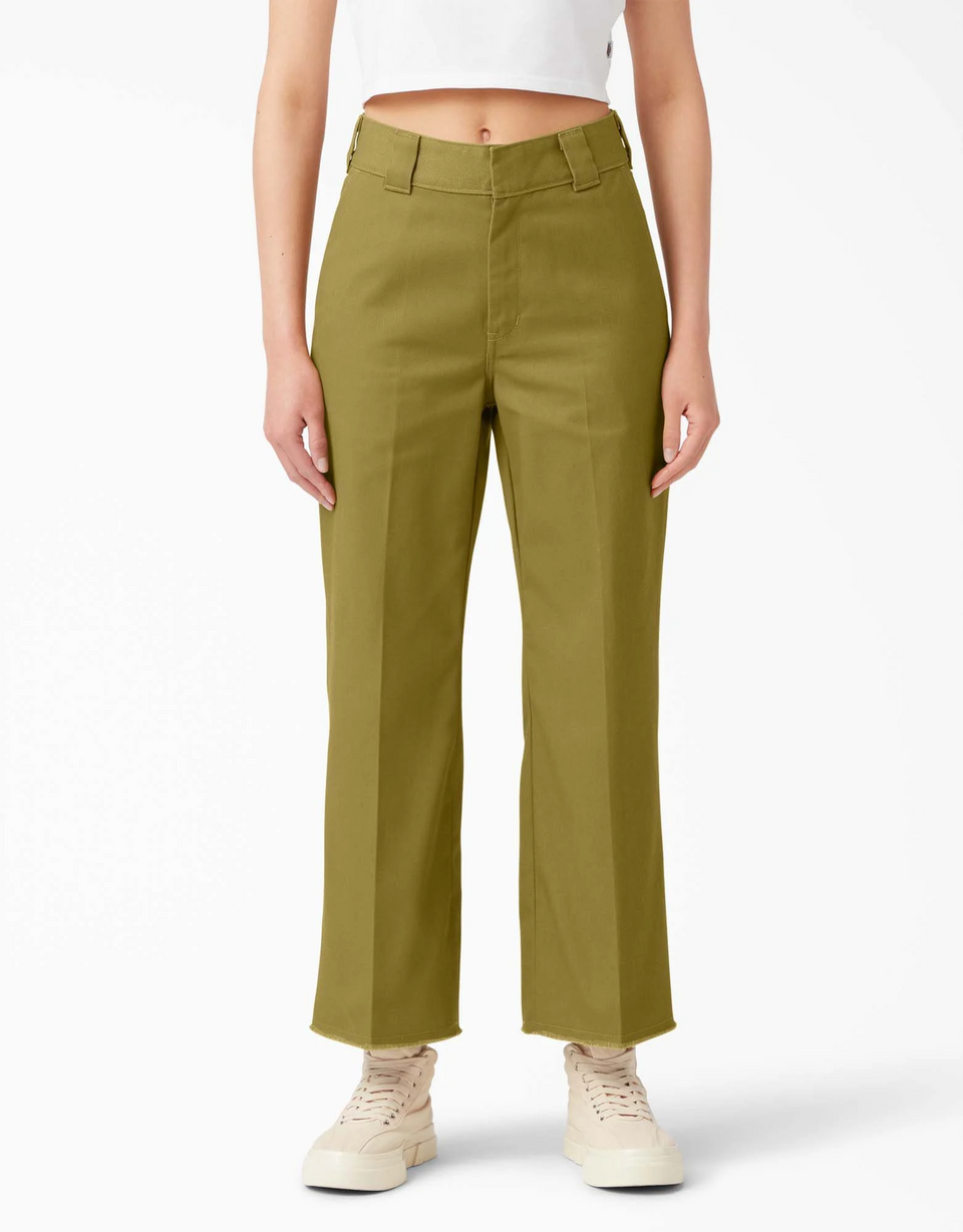 Dickies Women's Cropped Ankle Twill Pants (Rinsed Moss) - Women's Bottoms
