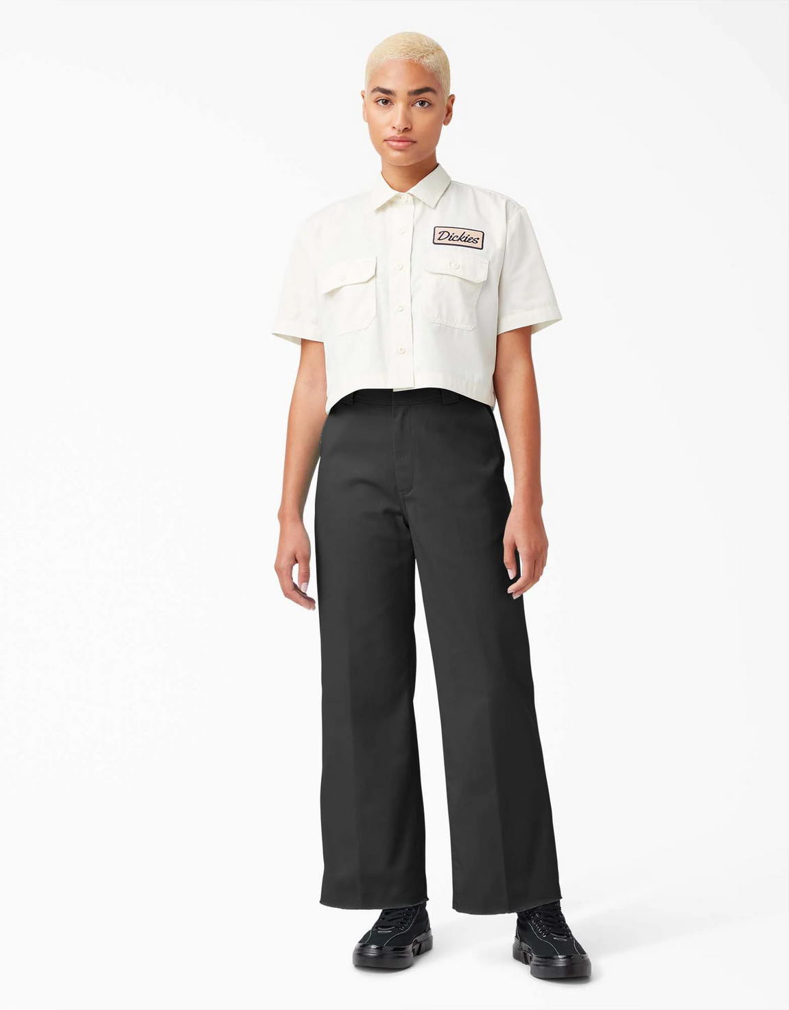 Dickies Women's Cropped Ankle Twill Pants (Rinsed Black) - Dickies Women's Cropped Ankle Twill Pants (Rinsed Black) - 