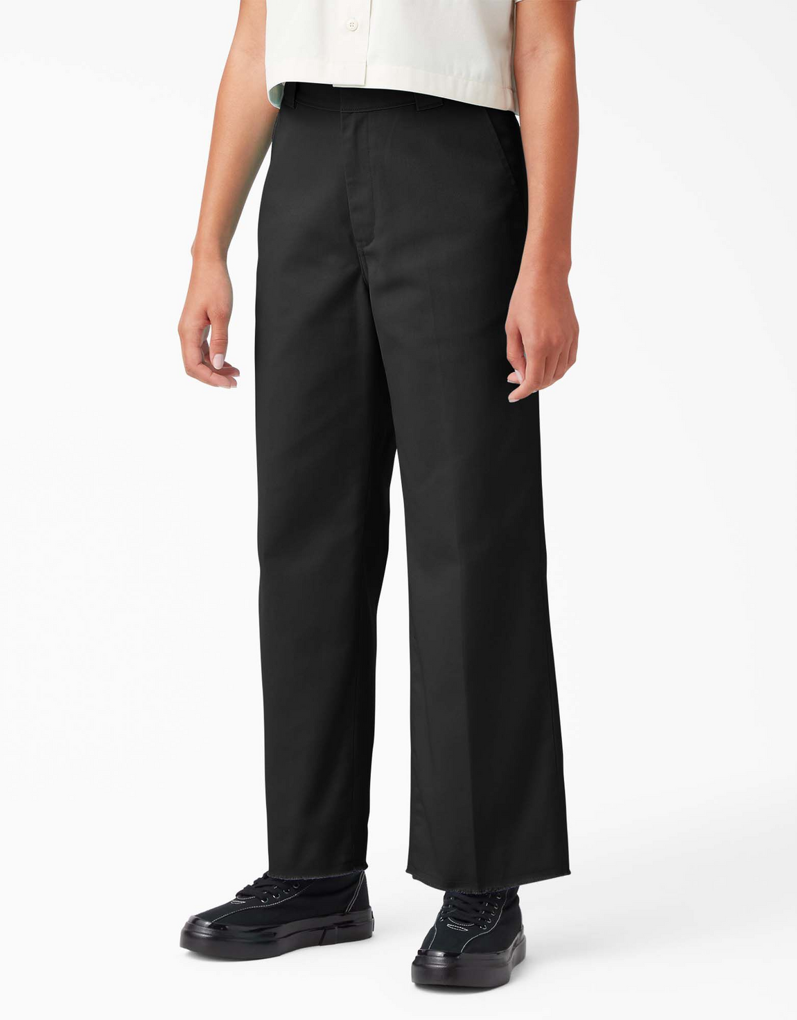 Dickies Women's Cropped Ankle Twill Pants (Rinsed Black) - Dickies Women's Cropped Ankle Twill Pants (Rinsed Black) - 