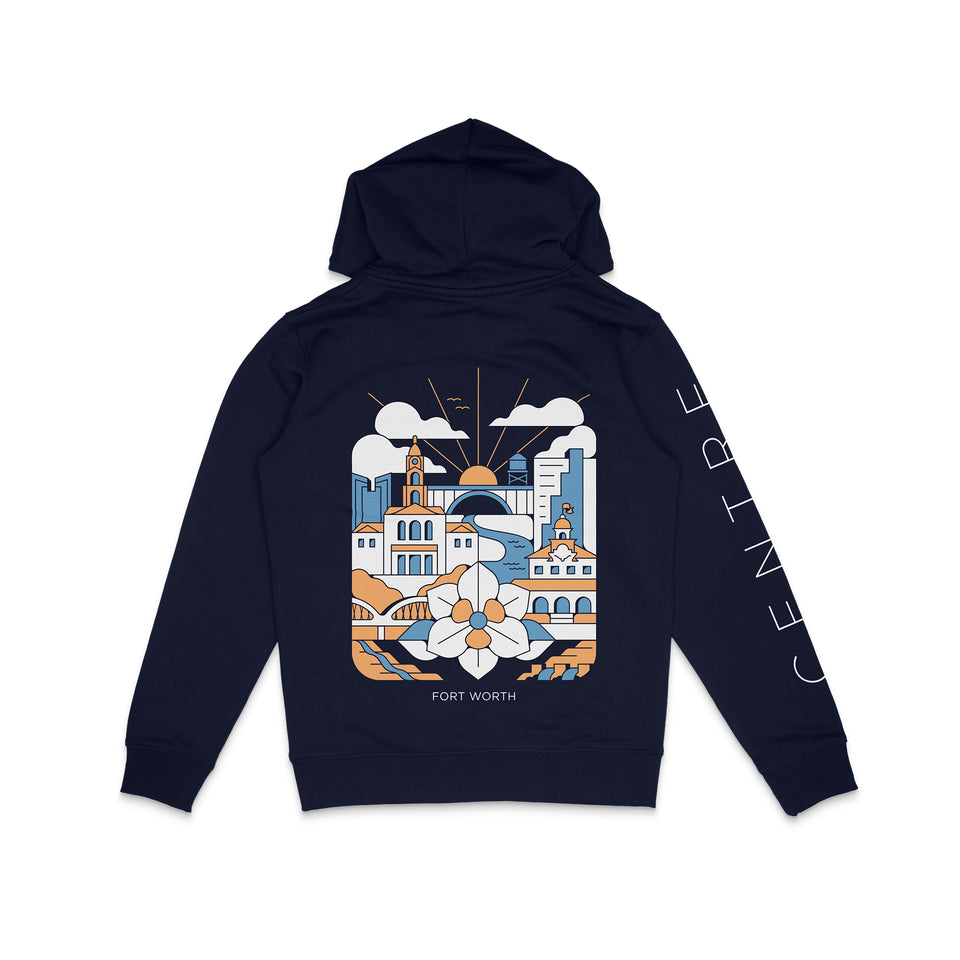 Centre Magnolia Patch Hoodie (Navy) - Centre - Hoodies and Sweatshirts