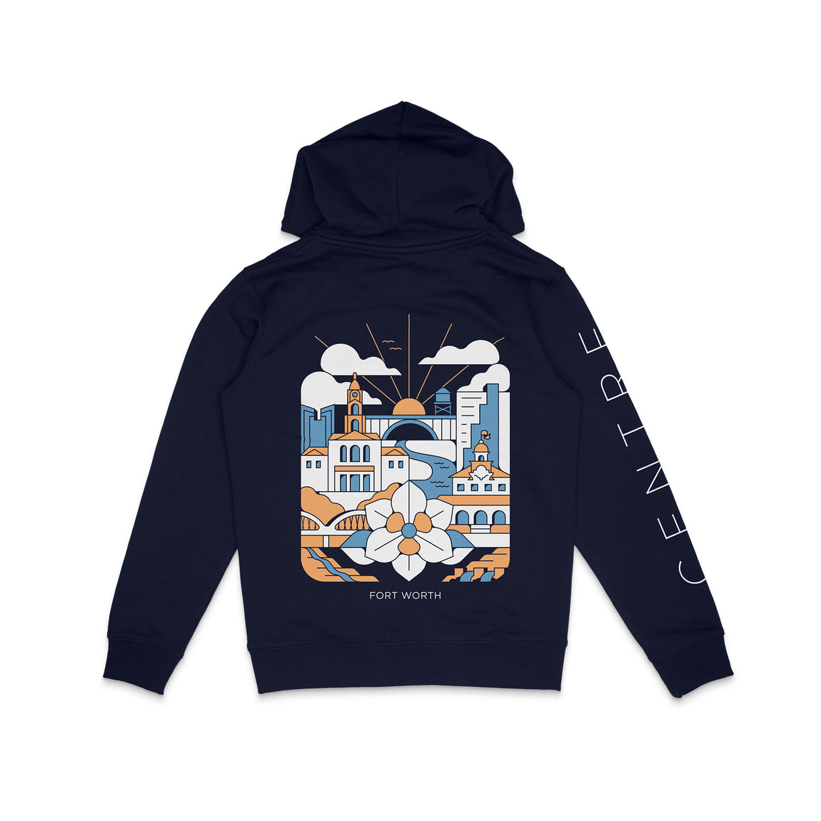 Centre Magnolia Patch Hoodie (Navy) - Centre Magnolia Patch Hoodie (Navy) - 