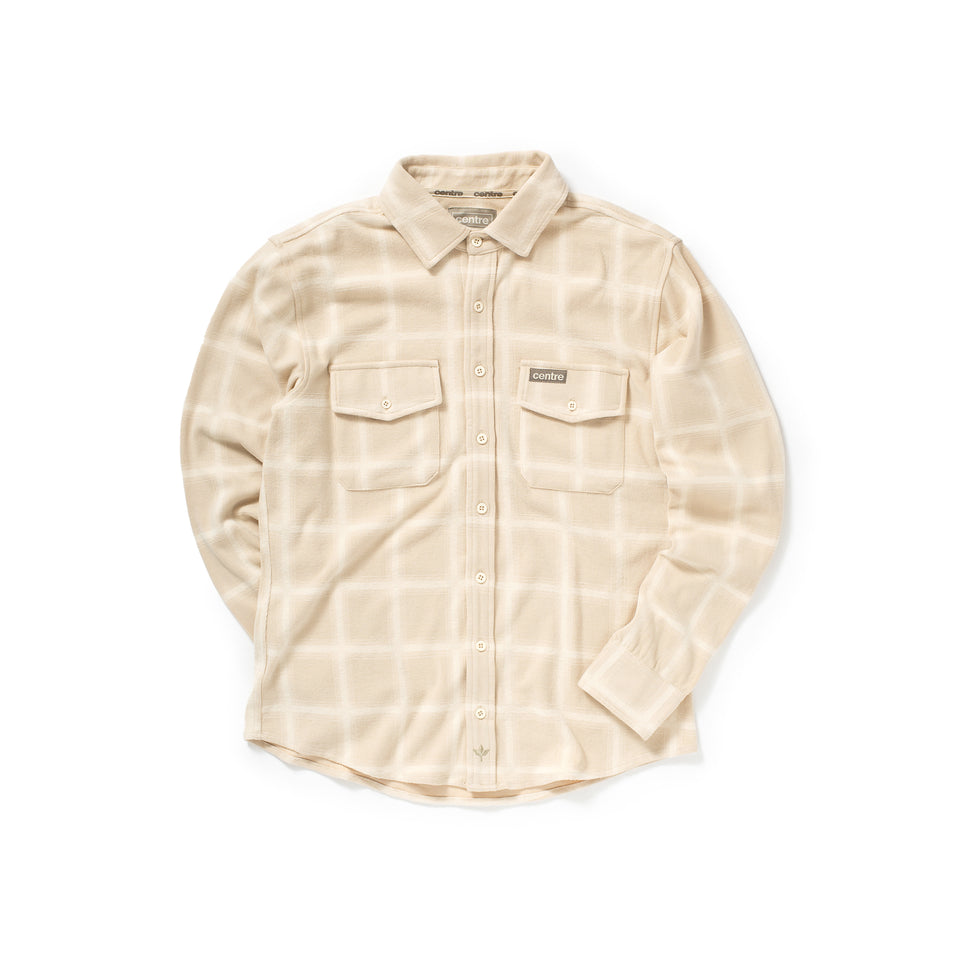 Centre Stretch Flannel LS Shirt (Oatmeal) - AMM4