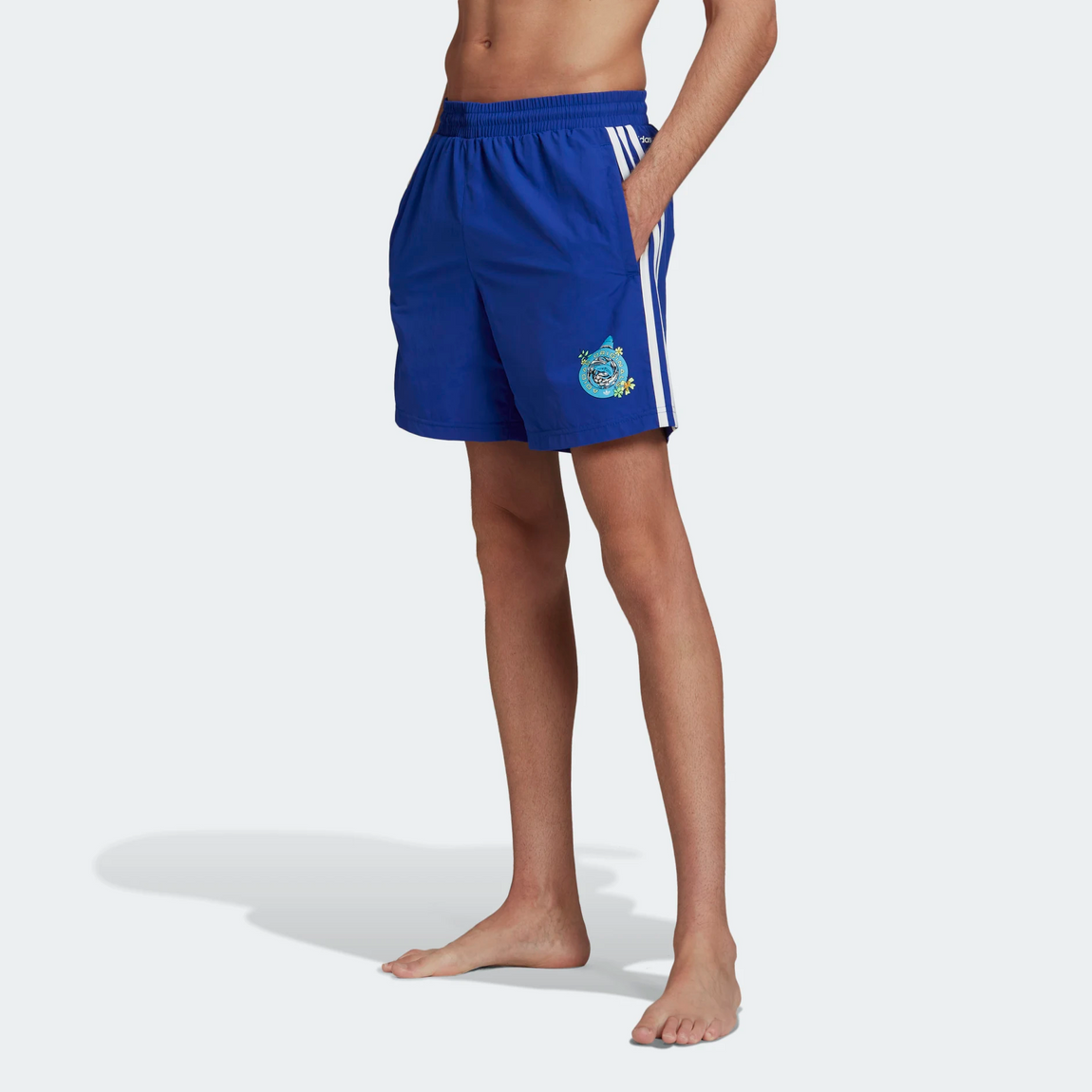 Adidas Graphic Stoked Fish Swim Shorts (Bold Blue/White) - Adidas Graphic Stoked Fish Swim Shorts (Bold Blue/White) - 