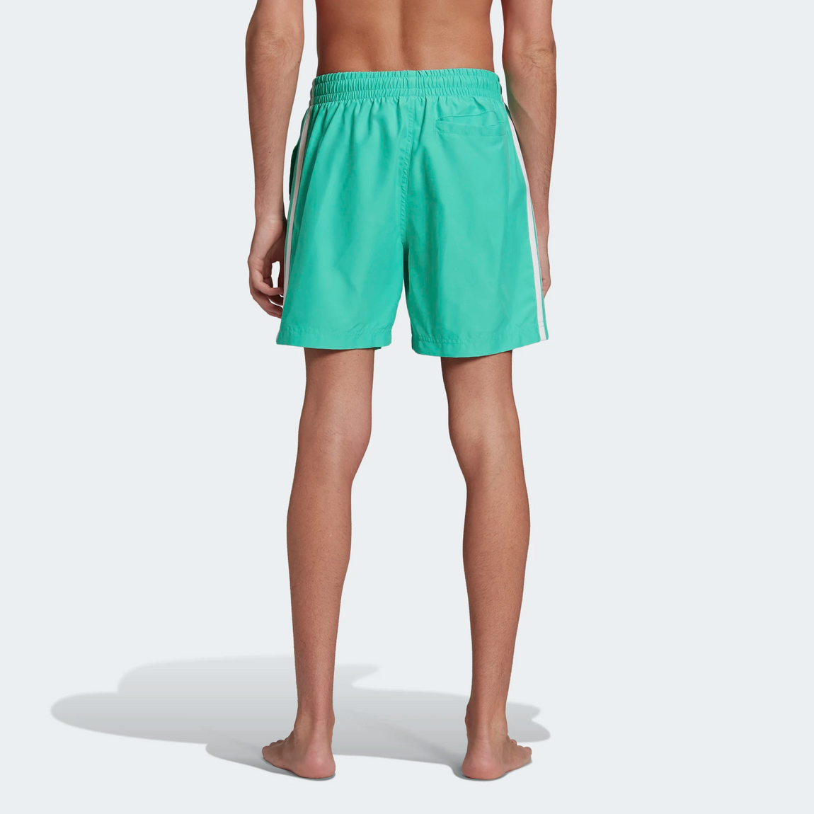 Adidas Classics 3 Stripes Swim Shorts Hi Res Green White Centre