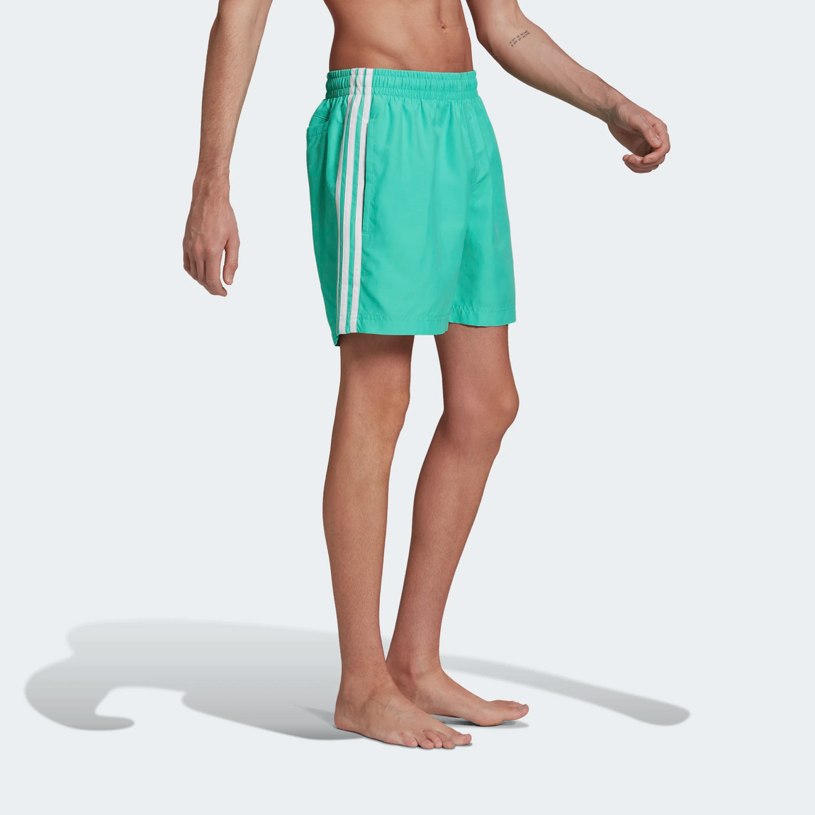 Adidas Classics 3-Stripes Swim Shorts (Hi-Res Green/White) - Adidas Classics 3-Stripes Swim Shorts (Hi-Res Green/White) - 