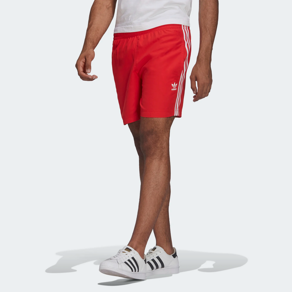 Adidas Classics 3-Stripes Swim Shorts (Vivid Red/White) - Adidas