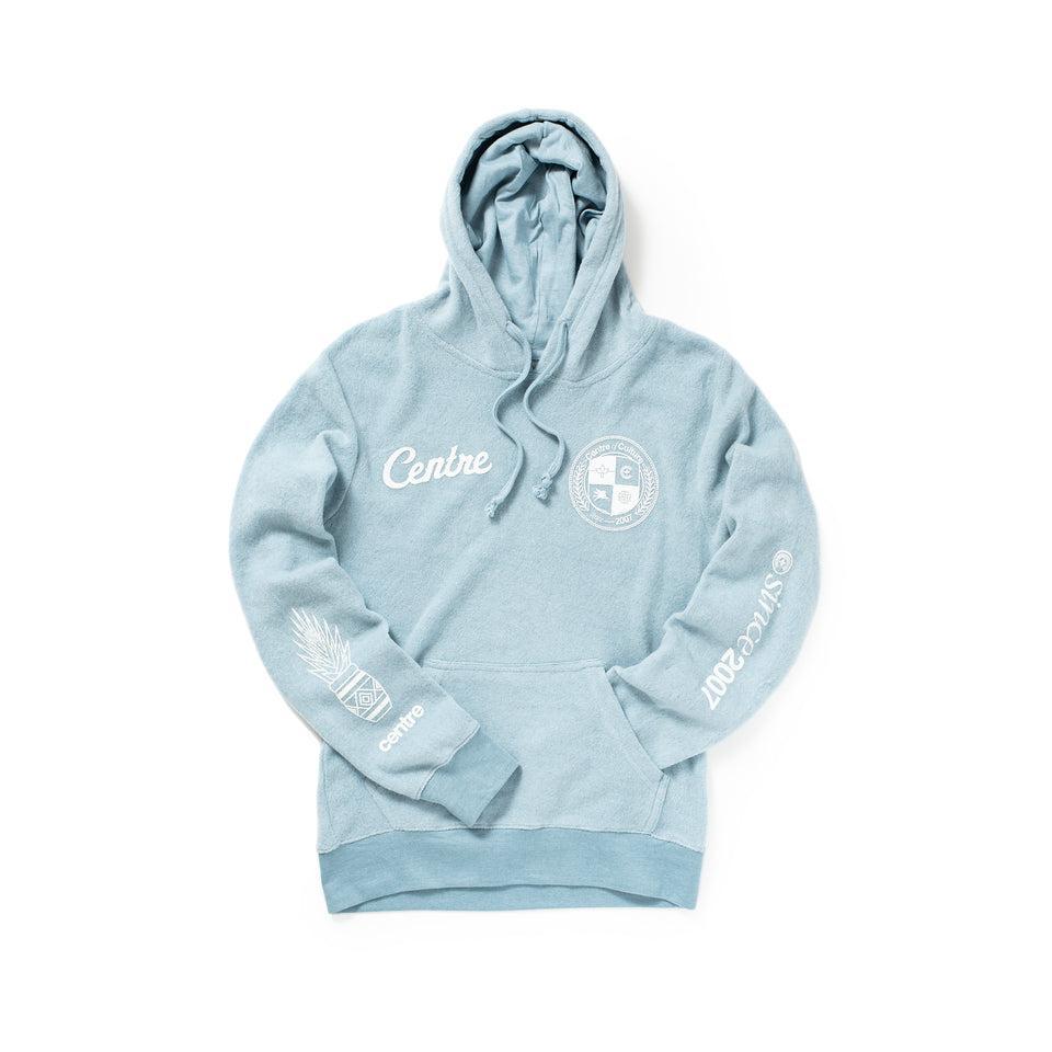 Centre Crest Reverse Pullover Hoodie (Chambray Heather) - Centre