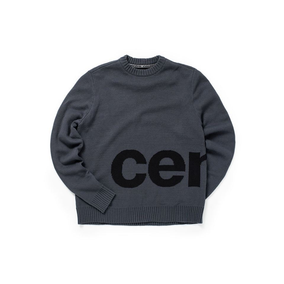 Centre Intarsia Knit Sweater (Charcoal) - Centre - Hoodies and Sweatshirts