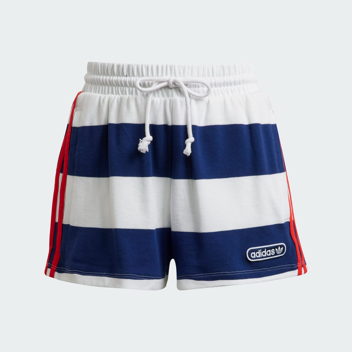 Adidas Women's Mid Waist Striped Shorts (Night Sky/White) - Adidas Women's Mid Waist Striped Shorts (Night Sky/White) - 