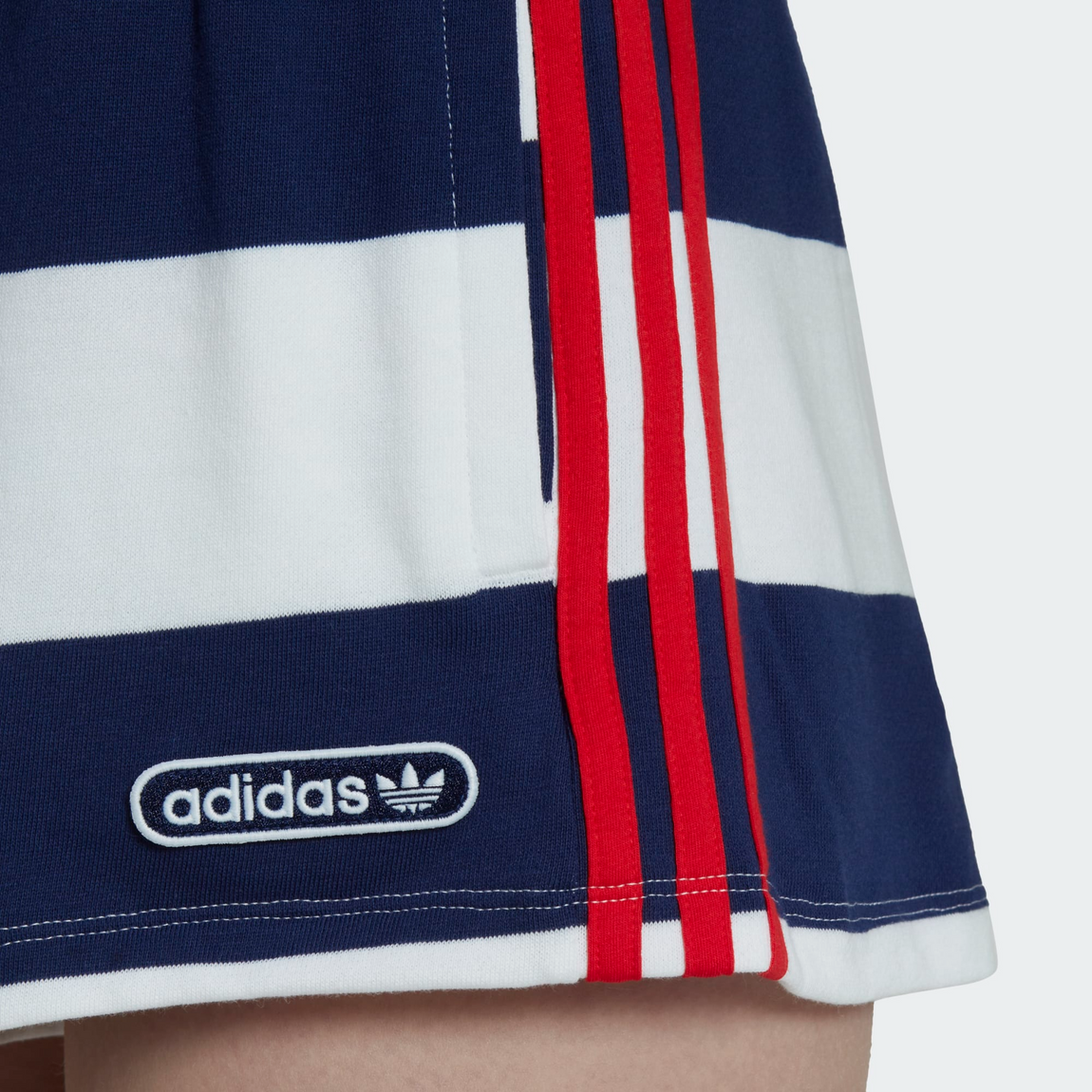 Adidas Women's Mid Waist Striped Shorts (Night Sky/White) - Adidas Women's Mid Waist Striped Shorts (Night Sky/White) - 