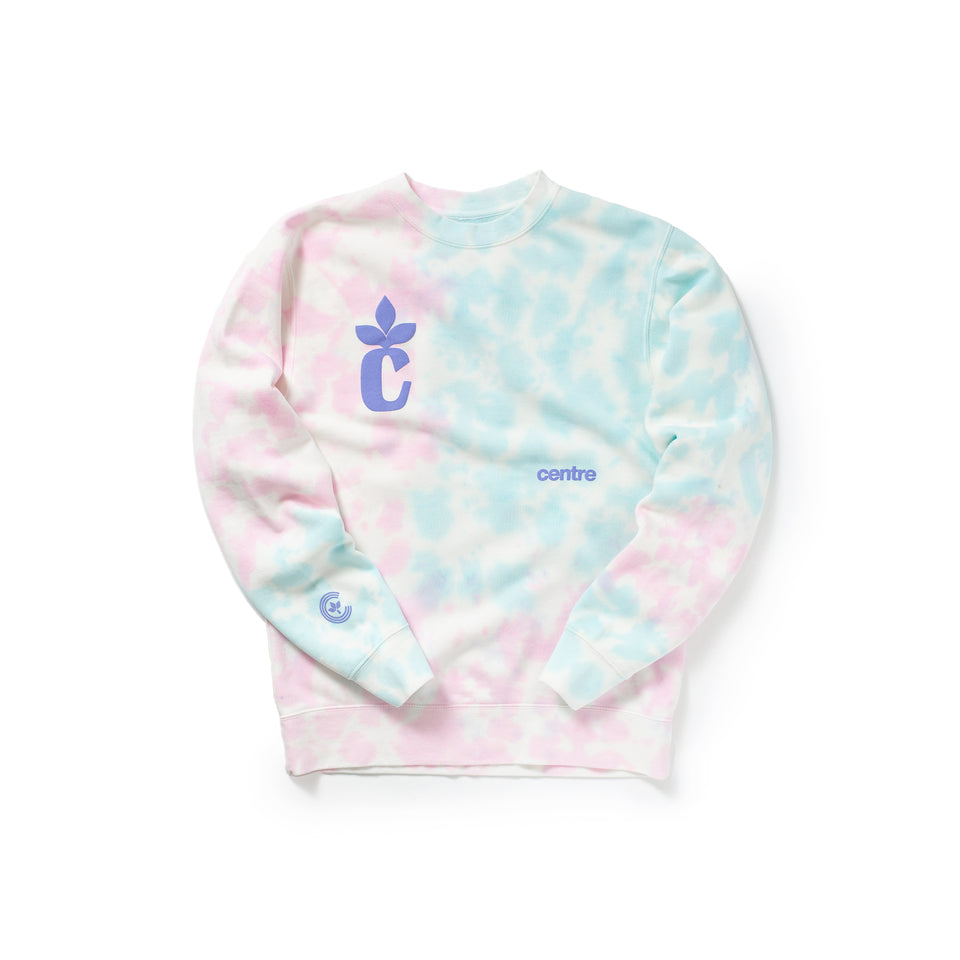 Centre Puff Crew Sweatshirt (Cotton Candy Tie Dye) - Centre Hoodies/Sweatshirts