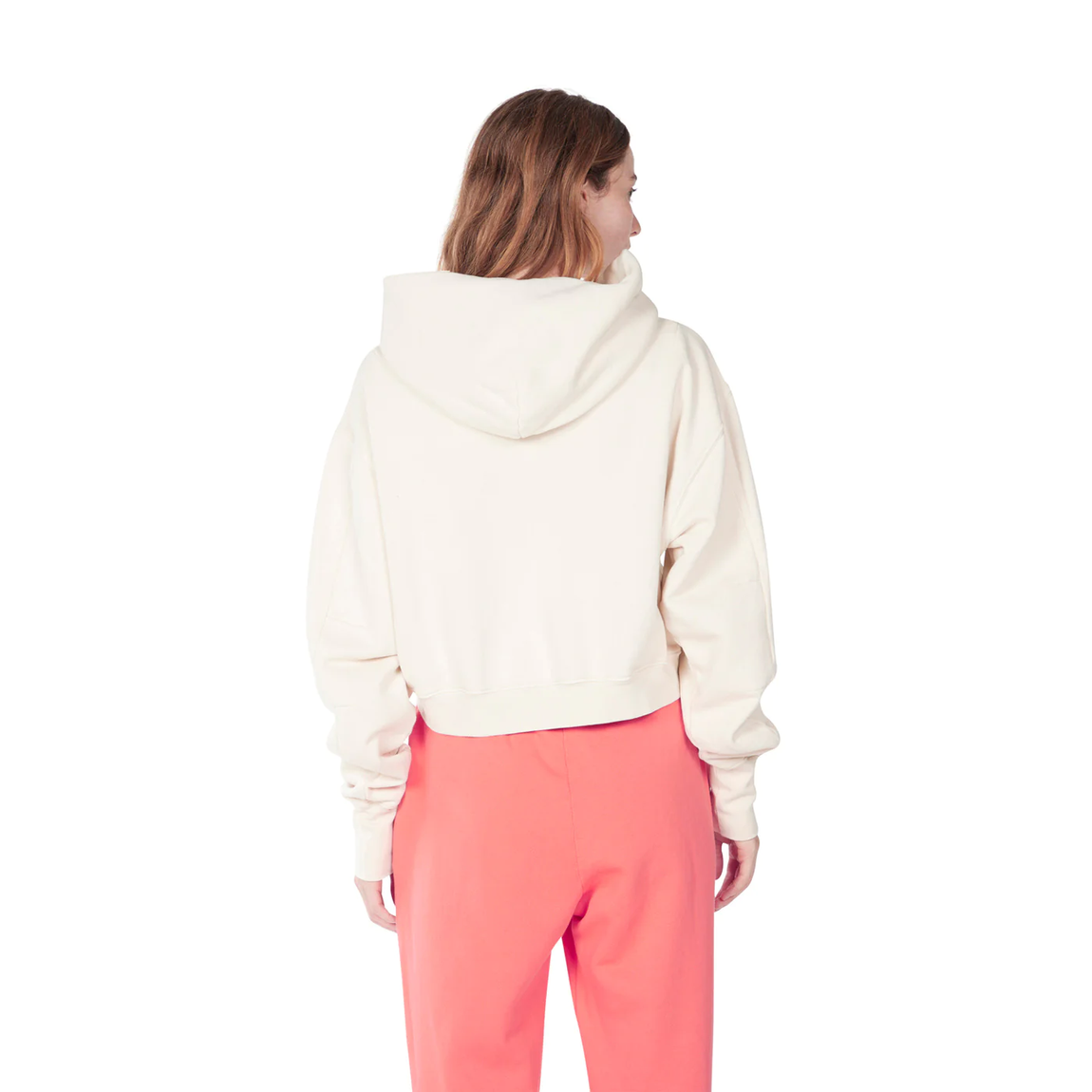 Les Tien Women's Crop Zip Hoodie (Ivory) - Les Tien Women's Crop Zip Hoodie (Ivory) - 