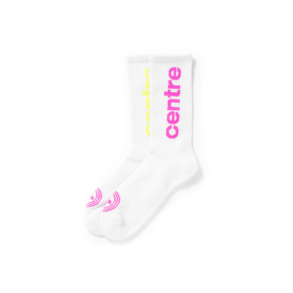Centre Premium Casual Crew Socks (White/Neon) - Centre Premium Casual Crew Socks (White/Neon) - 