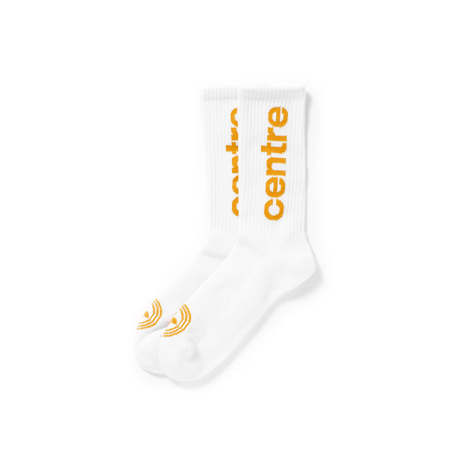 Centre Premium Casual Crew Socks (White/Orange) - Accessories