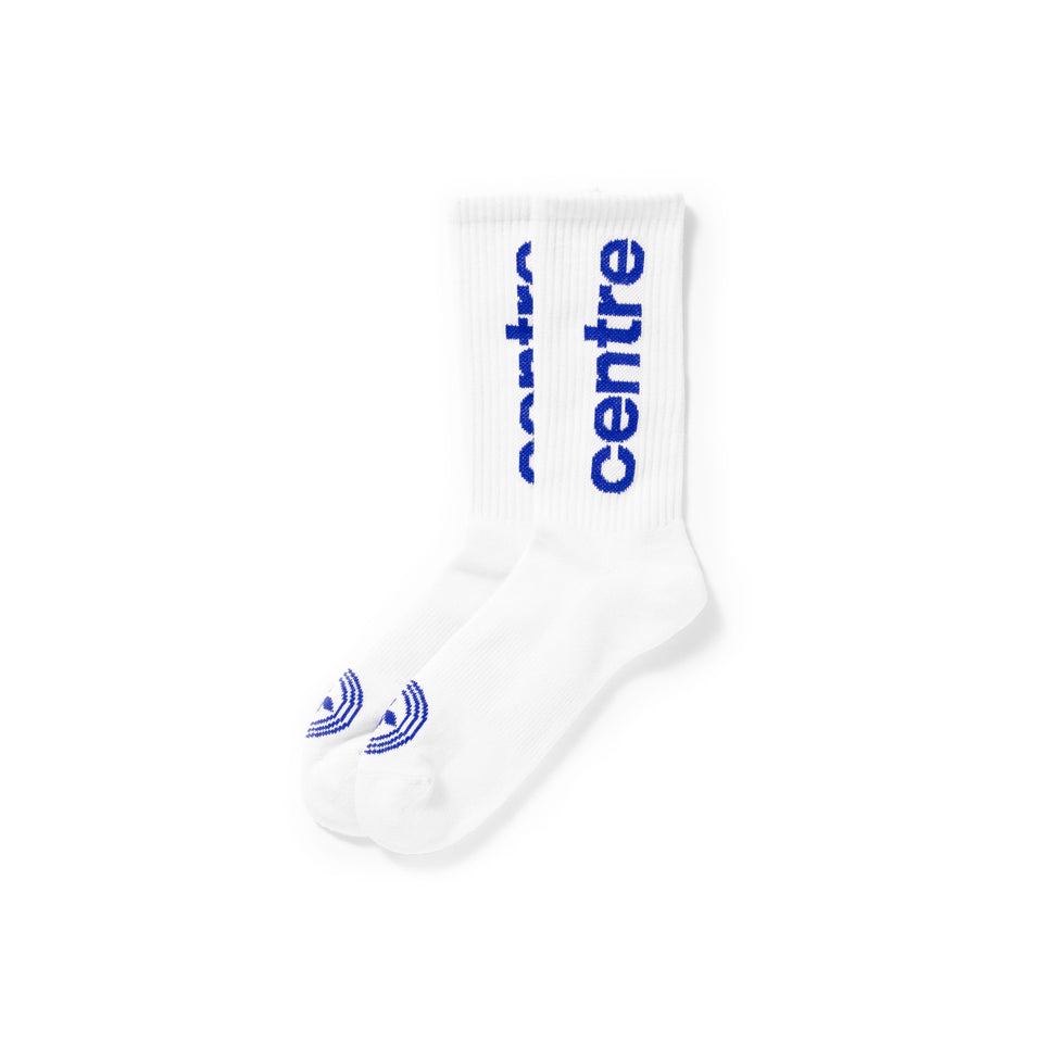 Centre Premium Casual Crew Socks (White/Royal Blue) - AMM4