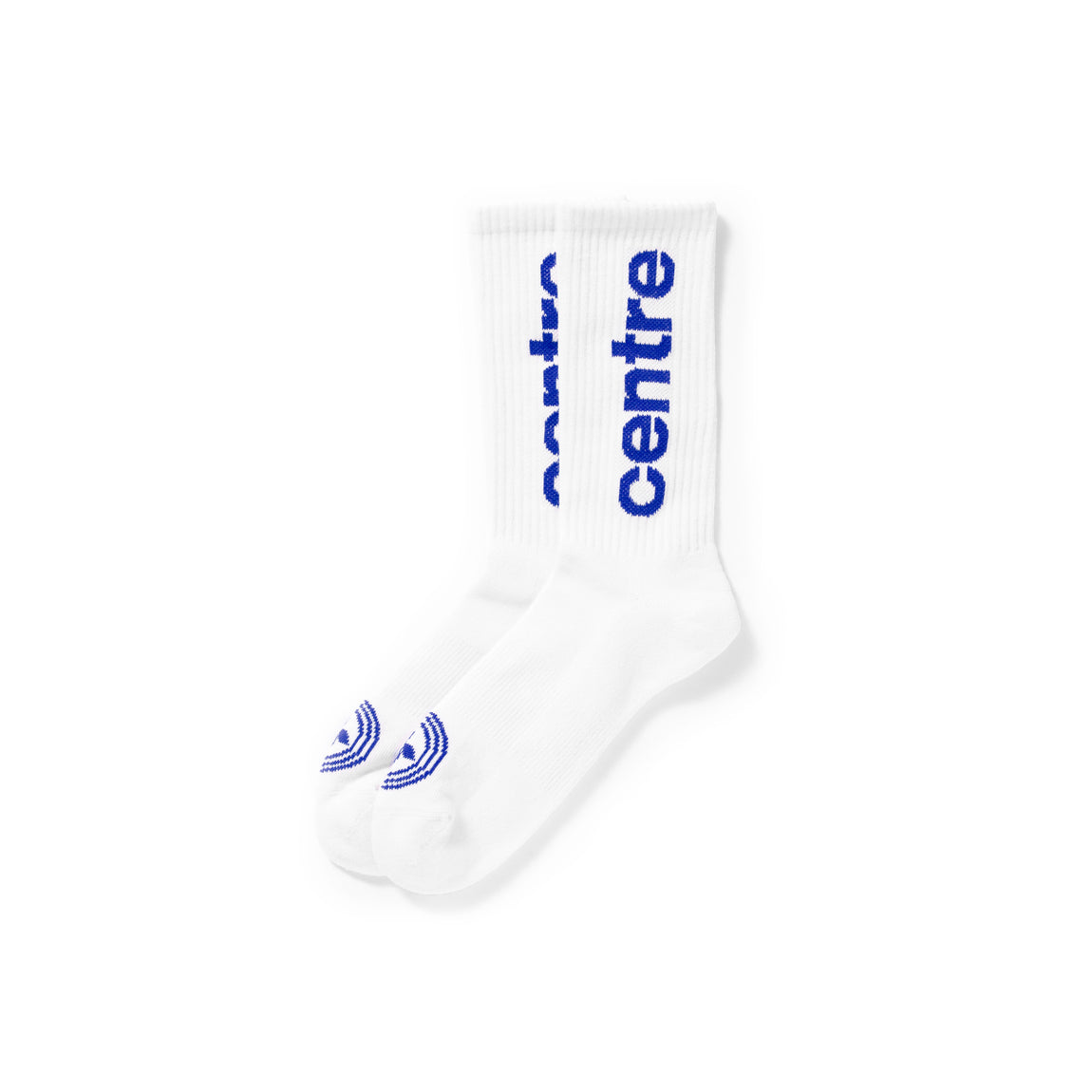 Centre Premium Casual Crew Socks (White/Royal Blue) - Centre Premium Casual Crew Socks (White/Royal Blue) - 