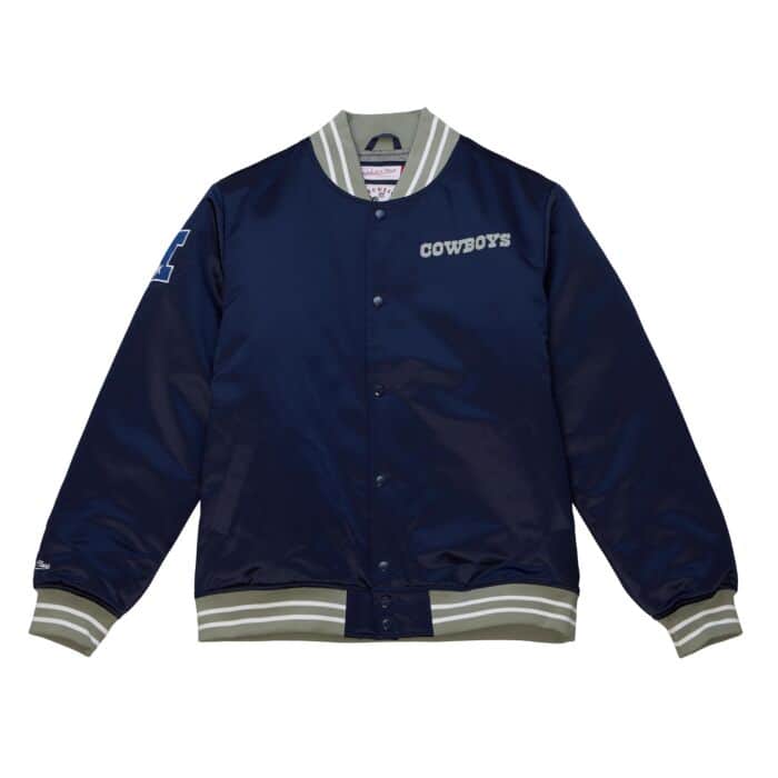 Mitchell & Ness Dallas Cowboys Heavyweight Satin Jacket (Navy) - Mitchell & Ness