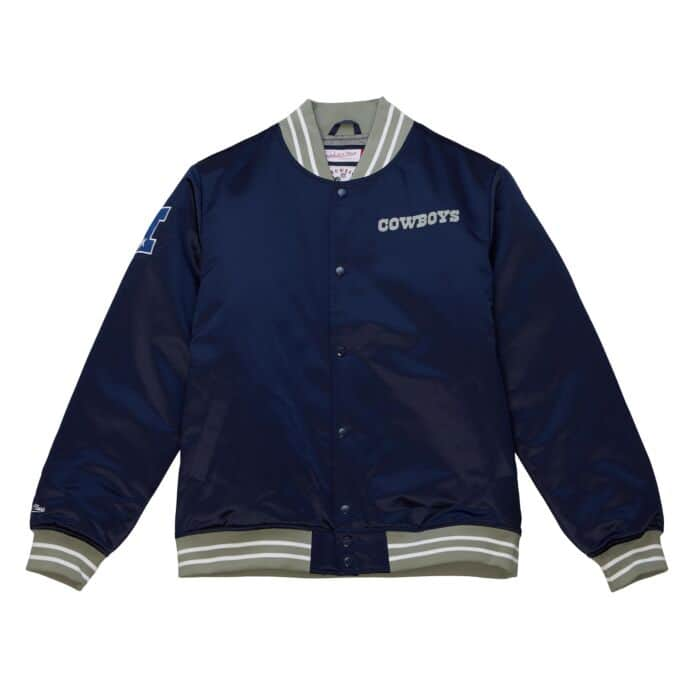 Mitchell & Ness Dallas Cowboys Heavyweight Satin Jacket (Navy) - Men's Jackets/Outerwear