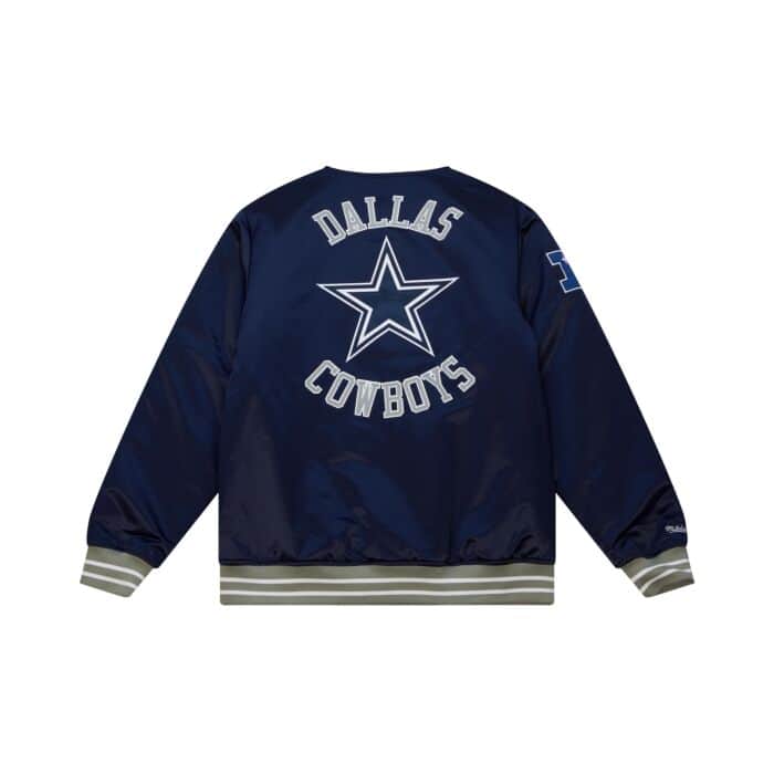 Mitchell & Ness Dallas Cowboys Heavyweight Satin Jacket (Navy) - Mitchell & Ness Dallas Cowboys Heavyweight Satin Jacket (Navy) - 
