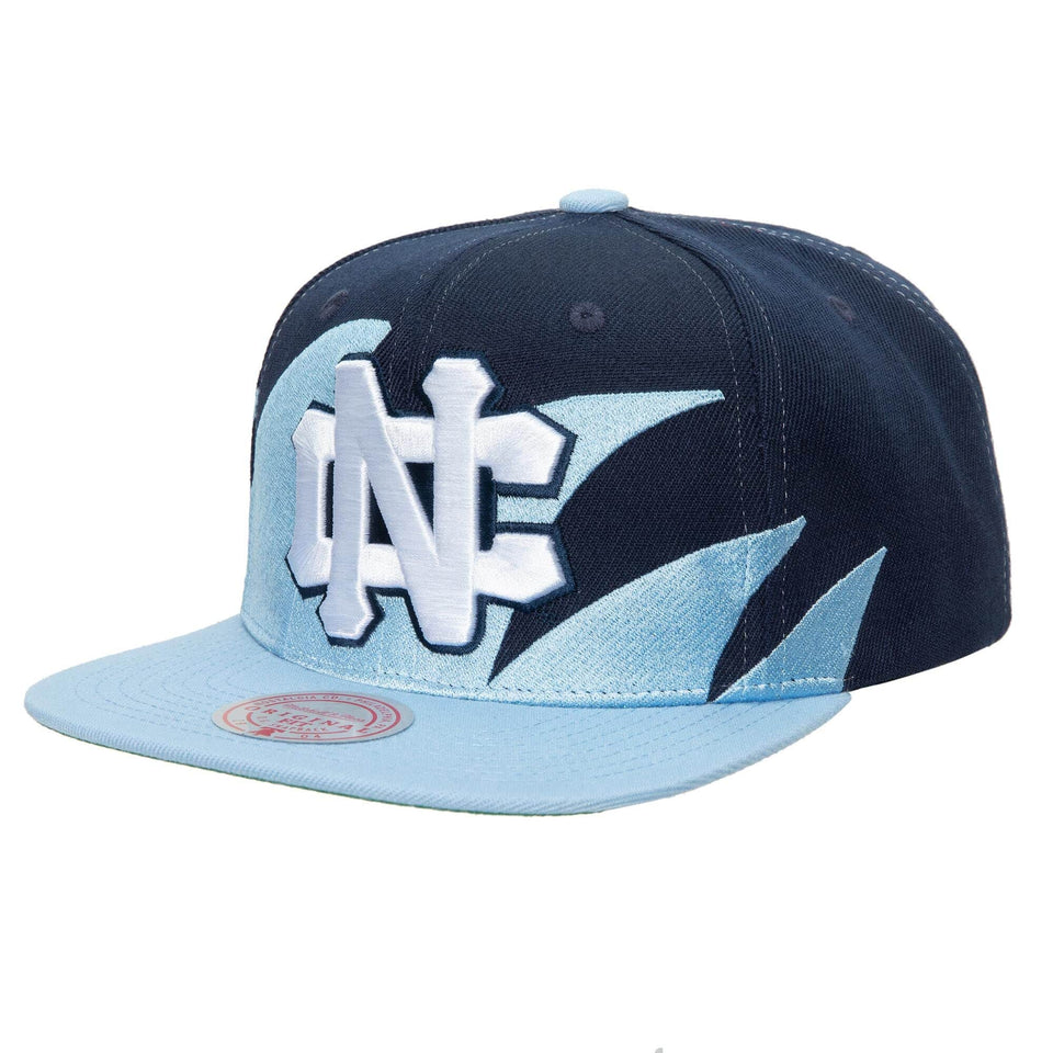 Mitchell & Ness UNC Tarheels NCAA Sharktooth Snapback Hat (Navy/Light Blue) - Accessories - Hats